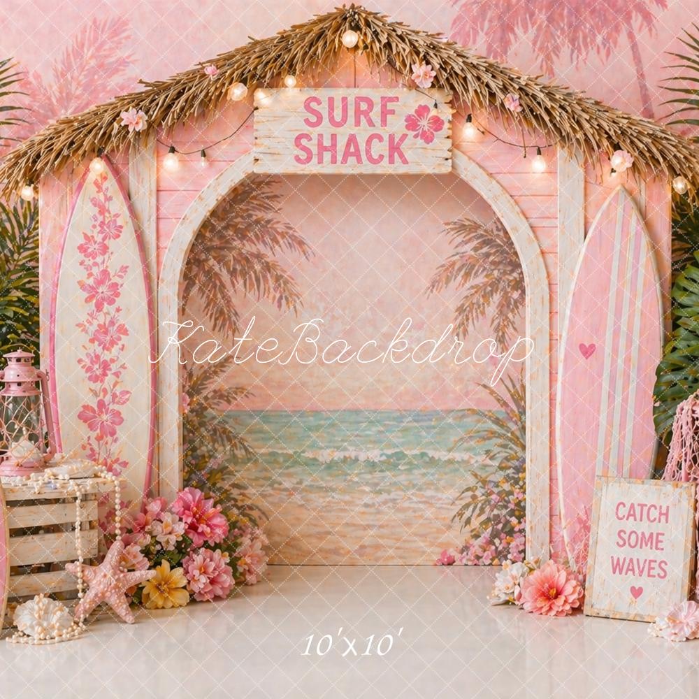 Kate Summer Surf Shack Pink Tropical Surfboards Backdrop Designed by Caitlin Lynch - Image 7
