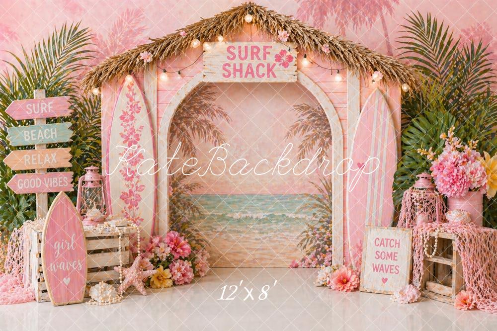 Kate Summer Surf Shack Pink Tropical Surfboards Backdrop Designed by Caitlin Lynch - Image 8