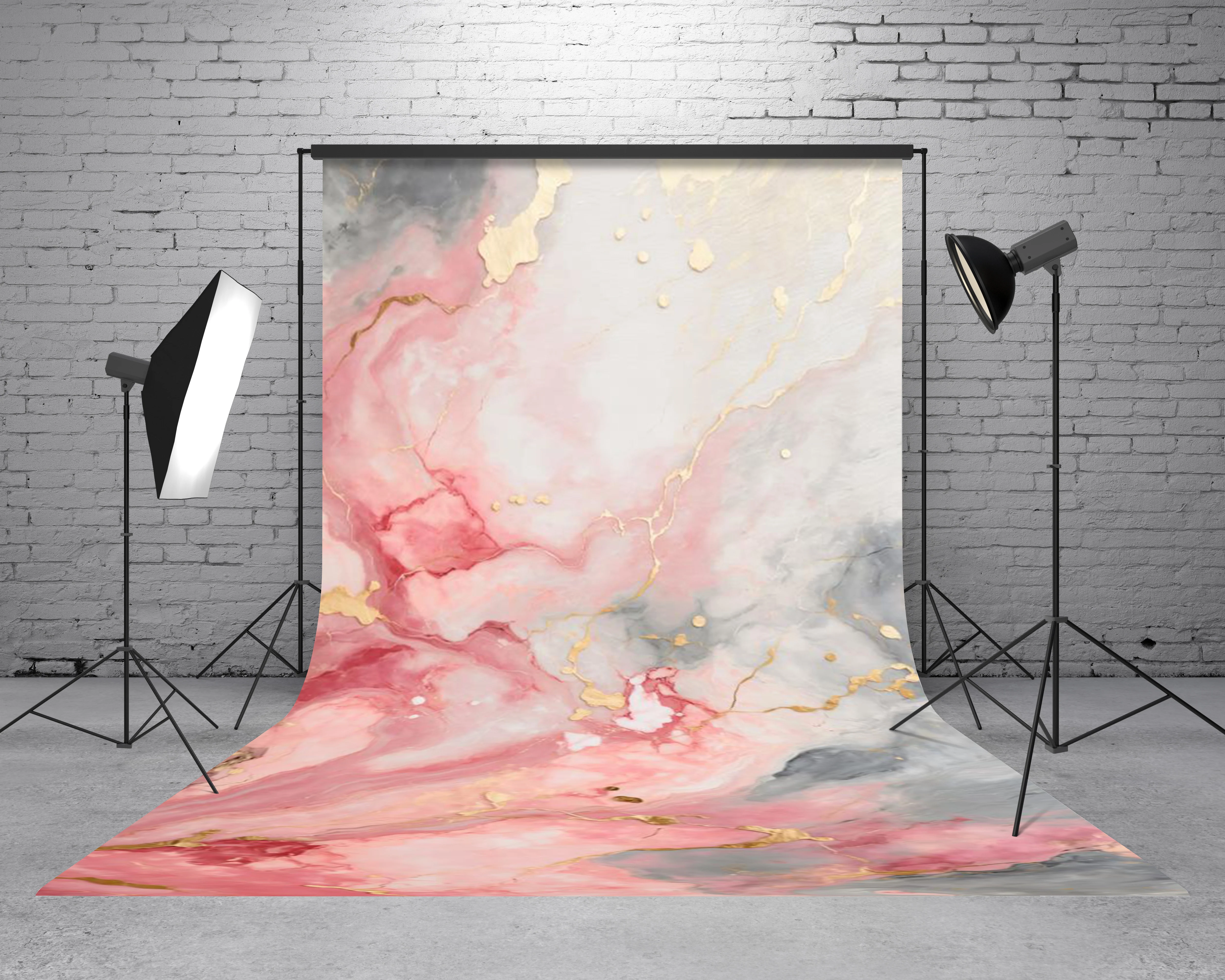 Kate Sweep Abstract Marble Pink Gold Backdrop Designed by Chain Photography