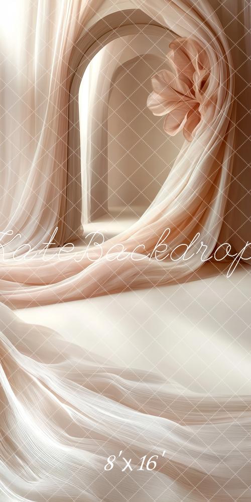 Kate Sweep Soft Peach Satin Drapery Backdrop Designed by Patty Robert