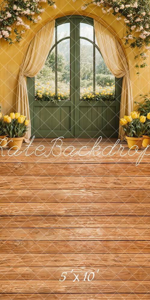 Kate Sweep Spring Floral Arch Door Yellow Backdrop Designed by Emetselch