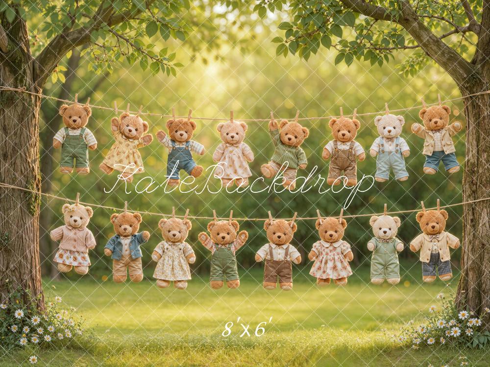 Kate Teddy Bears String Garden Fleece Backdrop Designed by Emetselch