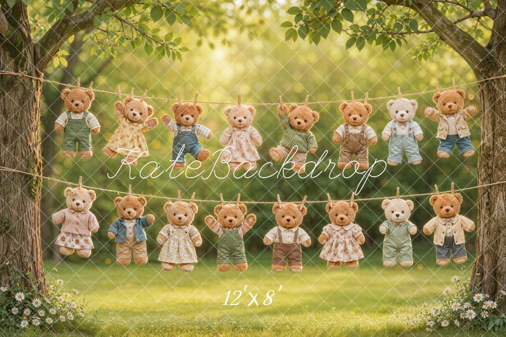 Kate Teddy Bears String Garden Fleece Backdrop Designed by Emetselch - Image 4