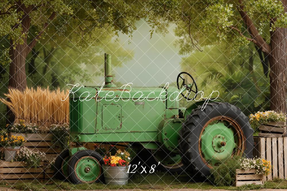 Kate Tractor Wheat Trees Fleece Backdrop Designed by Emetselch - Image 4