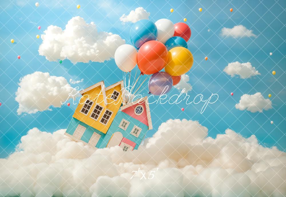 Kate Travel Fantasy Flying House Balloon Backdrop Designed by Chain Photography