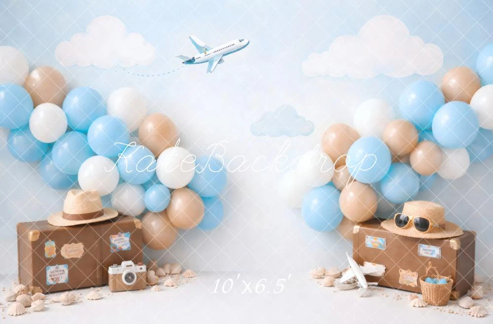 Kate Travel Suitcases Balloons Aeroplane Clouds Backdrop Designed by Vertigo Productions - Image 4