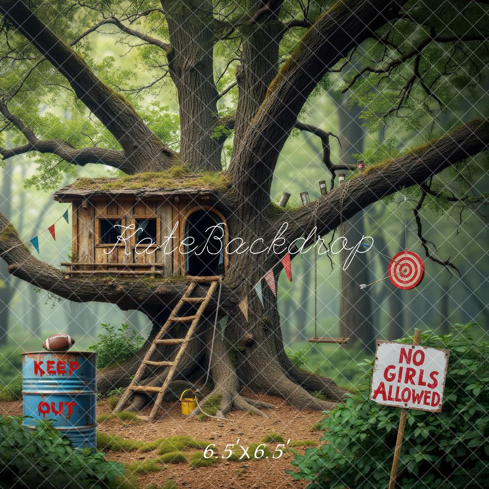 Kate Treehouse Forest Keep Out Sign Backdrop Designed by Laura Bybee - Image 2
