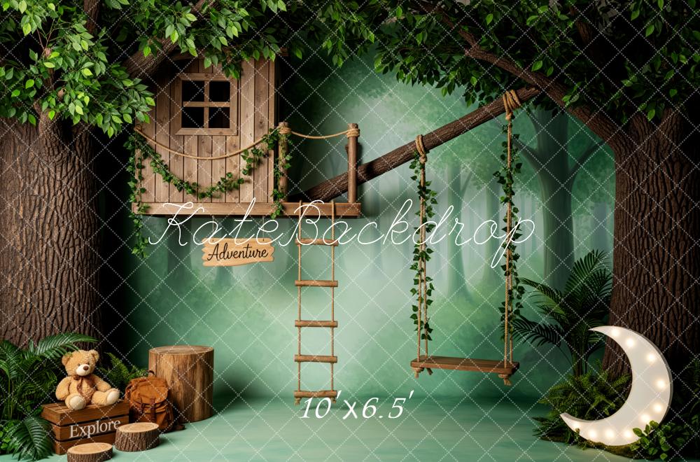 Kate Treehouse Swing Forest Moon Fleece Backdrop Designed by Patty Robert - Image 2