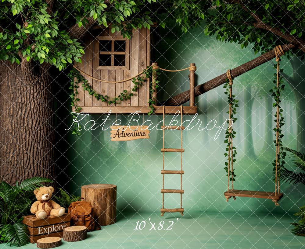 Kate Treehouse Swing Forest Moon Fleece Backdrop Designed by Patty Robert - Image 3