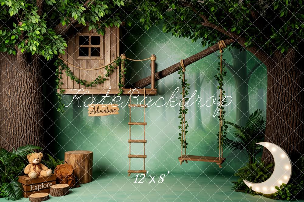 Kate Treehouse Swing Forest Moon Fleece Backdrop Designed by Patty Robert - Image 4