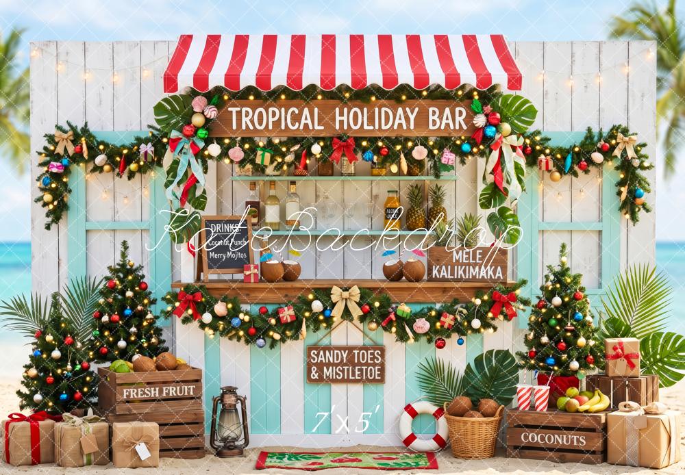 Kate Tropical Holiday Bar Christmas Beach Backdrop Designed by Patty Robert