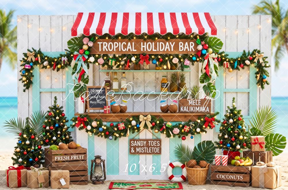 Kate Tropical Holiday Bar Christmas Beach Backdrop Designed by Patty Robert - Image 4