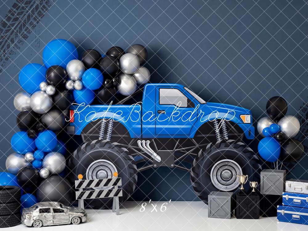 Kate Truck Balloon Trophy Tyres Fleece Backdrop Designed by Patty Robert