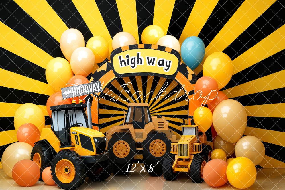 Kate Truck Highway Balloons Sunburst Backdrop Designed by Emstselch - Image 8