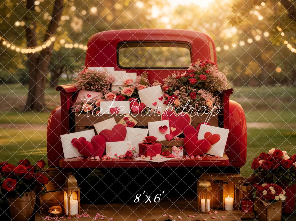 Kate Truck Roses Heart Lanterns Fleece Backdrop Designed by Emstselch