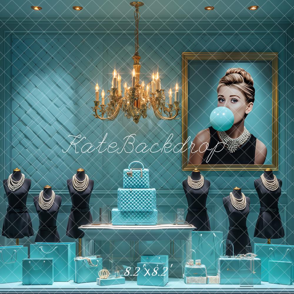 Kate Turquoise Luxury Cake Jewellery Backdrop Designed by Ashley Paul - Image 5