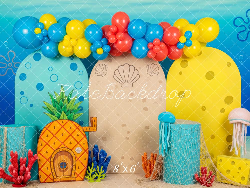 Kate Undersea Pineapple Shell Coral Fleece Backdrop Designed by Patty Robert
