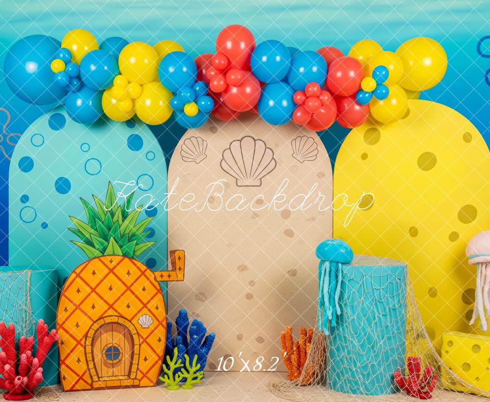 Kate Undersea Pineapple Shell Coral Fleece Backdrop Designed by Patty Robert - Image 3