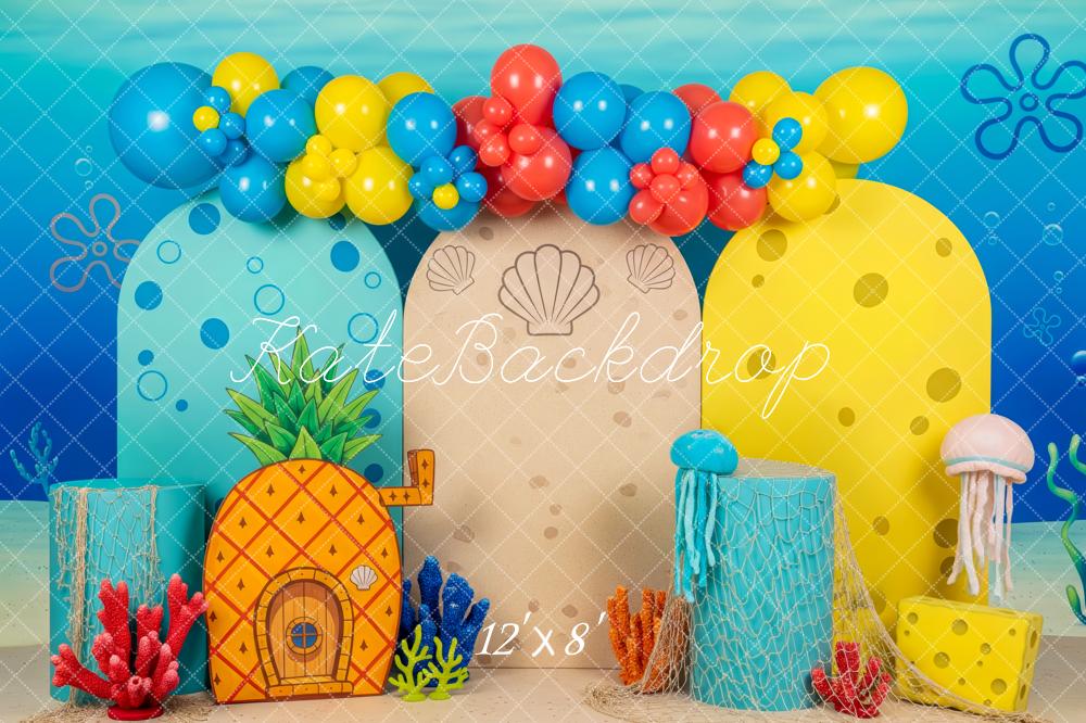 Kate Undersea Pineapple Shell Coral Fleece Backdrop Designed by Patty Robert - Image 4