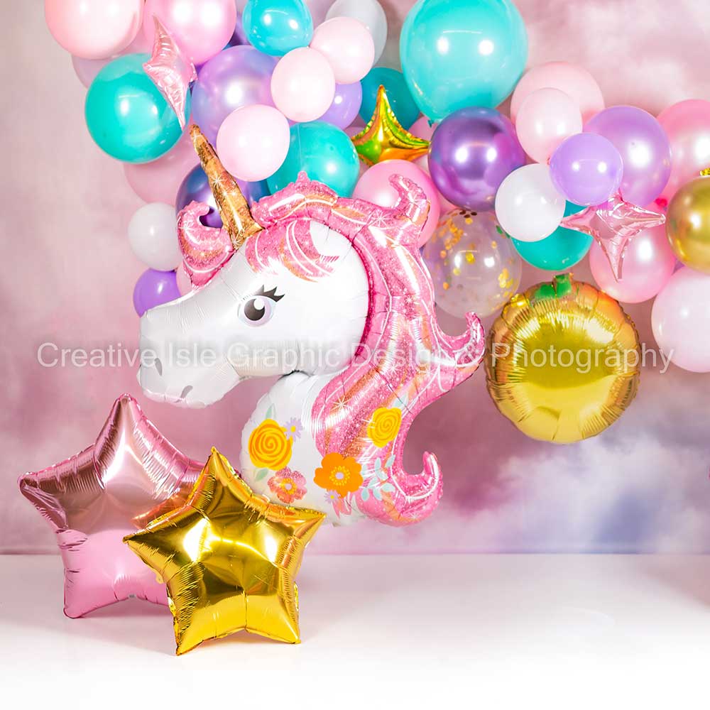Kate Unicorn Balloon Cake Smash Backdrop Designed by Chrissie Green - Image 5