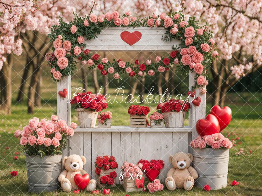 Kate Valentine Arch Teddy Bears Fleece Backdrop Designed by Emstselch