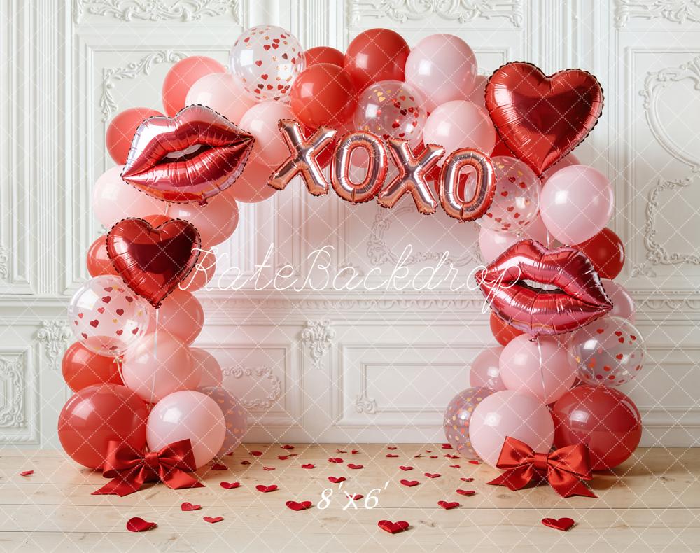 Kate Valentine Balloon Arch Lips Hearts Fleece Backdrop Designed by Emstselch