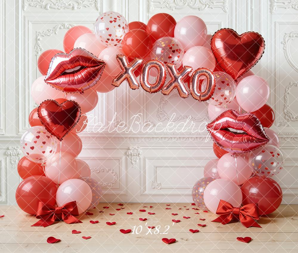 Kate Valentine Balloon Arch Lips Hearts Fleece Backdrop Designed by Emstselch - Image 3