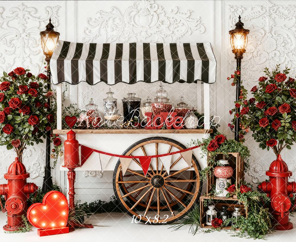 Kate Valentine Candy Cart Red Roses Hydrant Backdrop Designed by Emetselch - Image 7