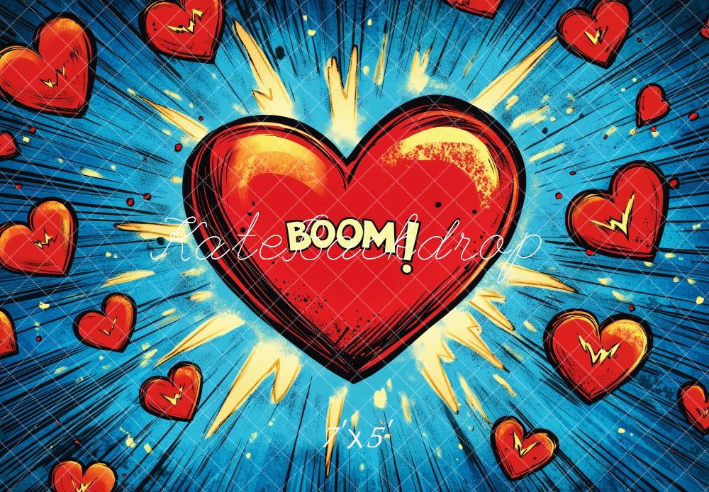 Kate Valentine Comic Heart Explosion Backdrop Designed by Patty Robert