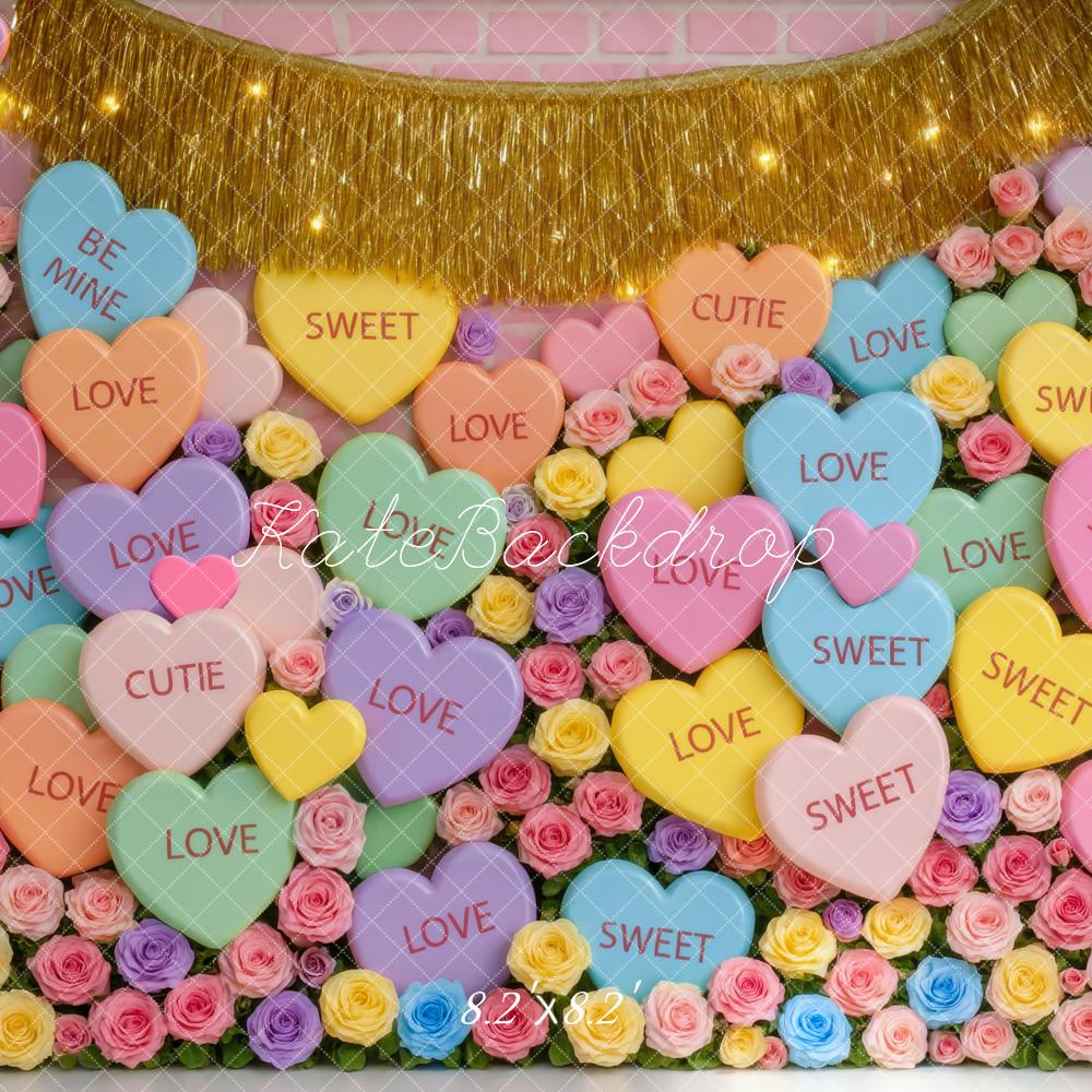 Kate Valentine Conversation Hearts Roses Garland Backdrop Designed by Mini MakeBelieve - Image 5