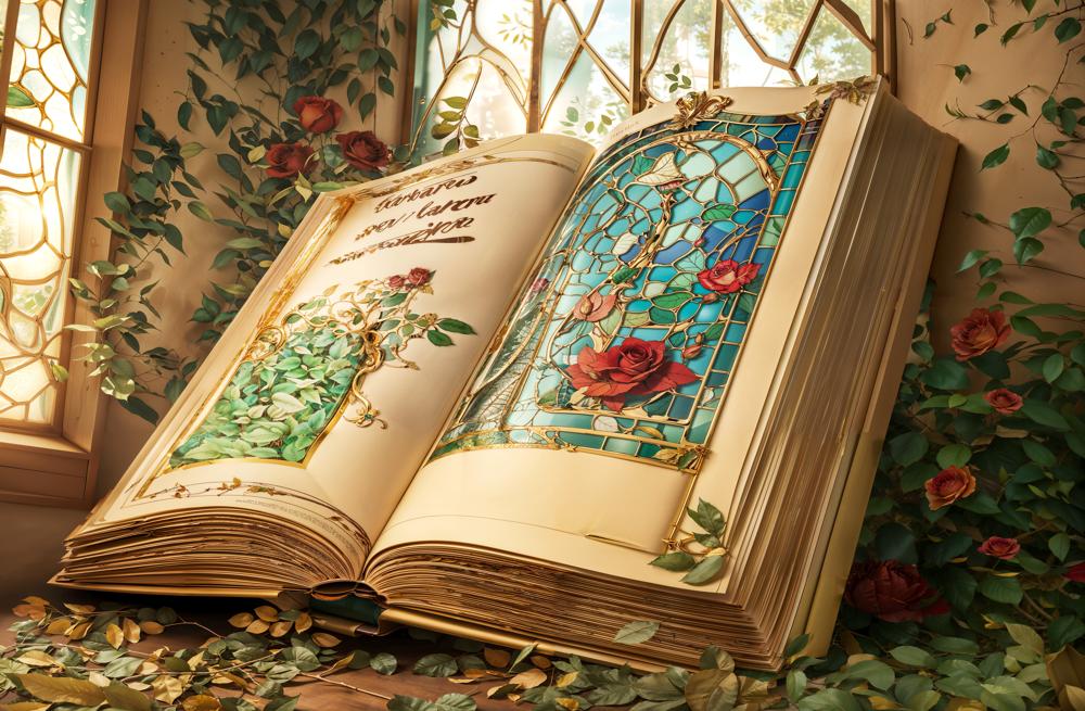 Kate Valentine Fantasy Book Roses Fleece Backdrop Designed by Chain Photography