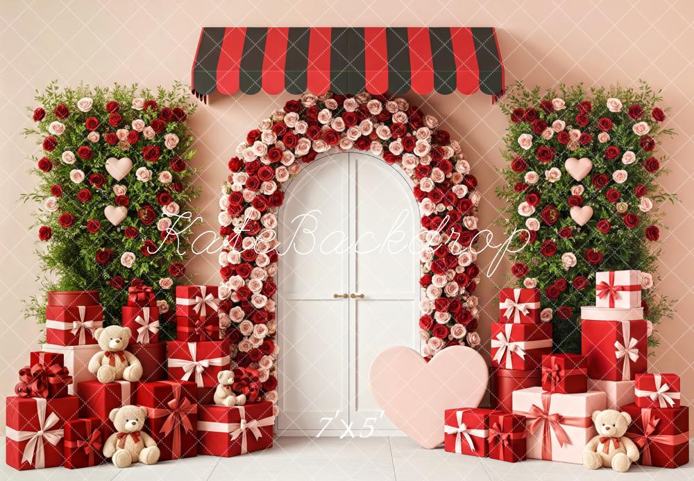 Kate Valentine Floral Arch Heart Gift Boxes Backdrop Designed by Patty Robert