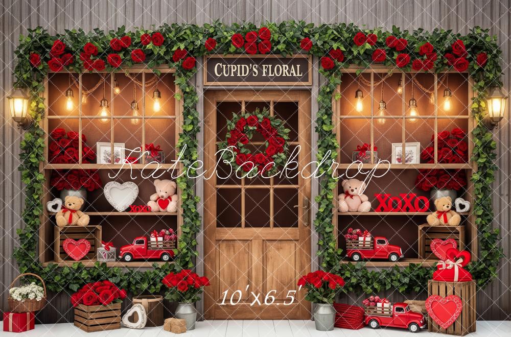 Kate Valentine Floral Shop Red Hearts Fleece Backdrop Designed by Patty Robert - Image 2