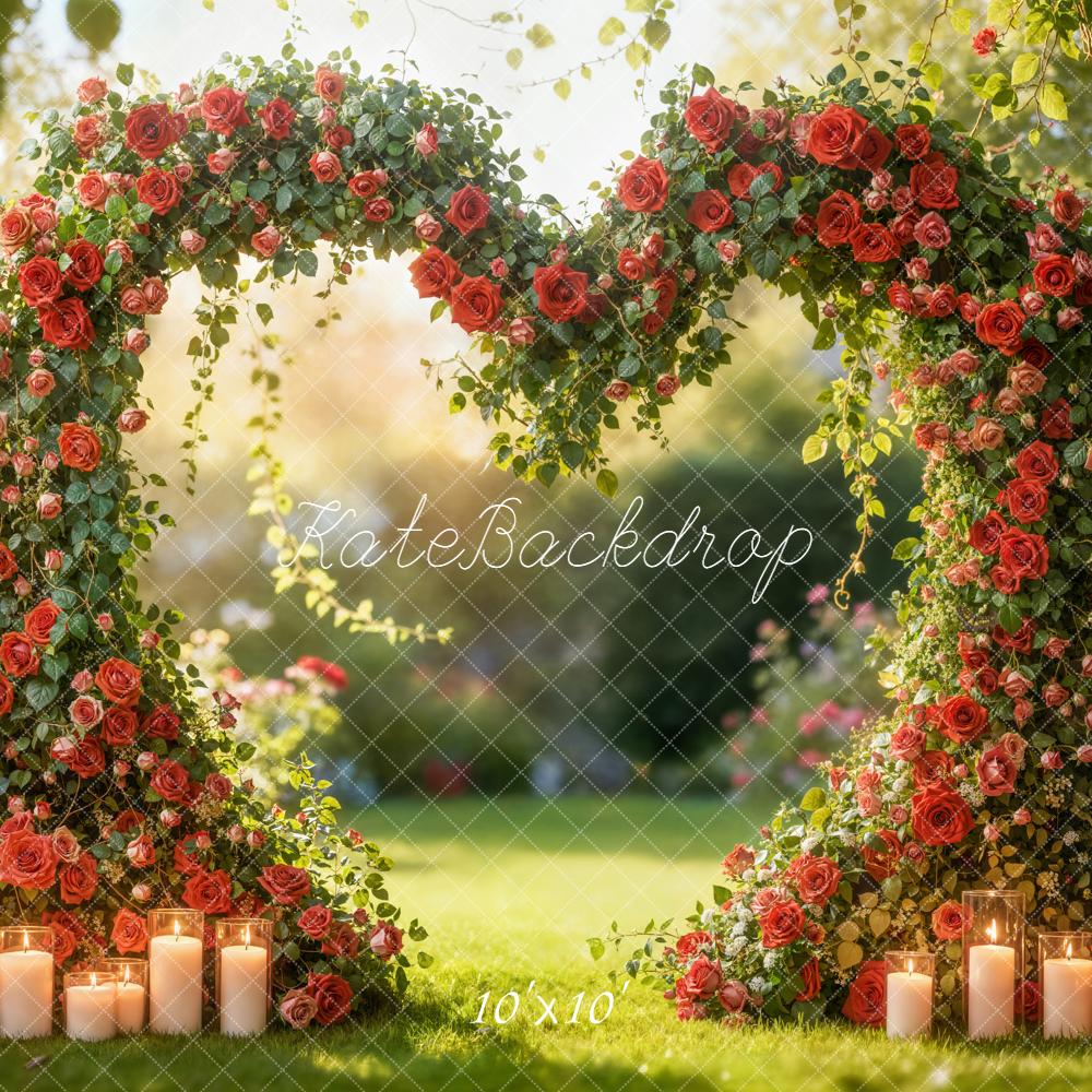 Kate Valentine Garland Red Roses Heart Shape Backdrop Designed by Emetselch - Image 7