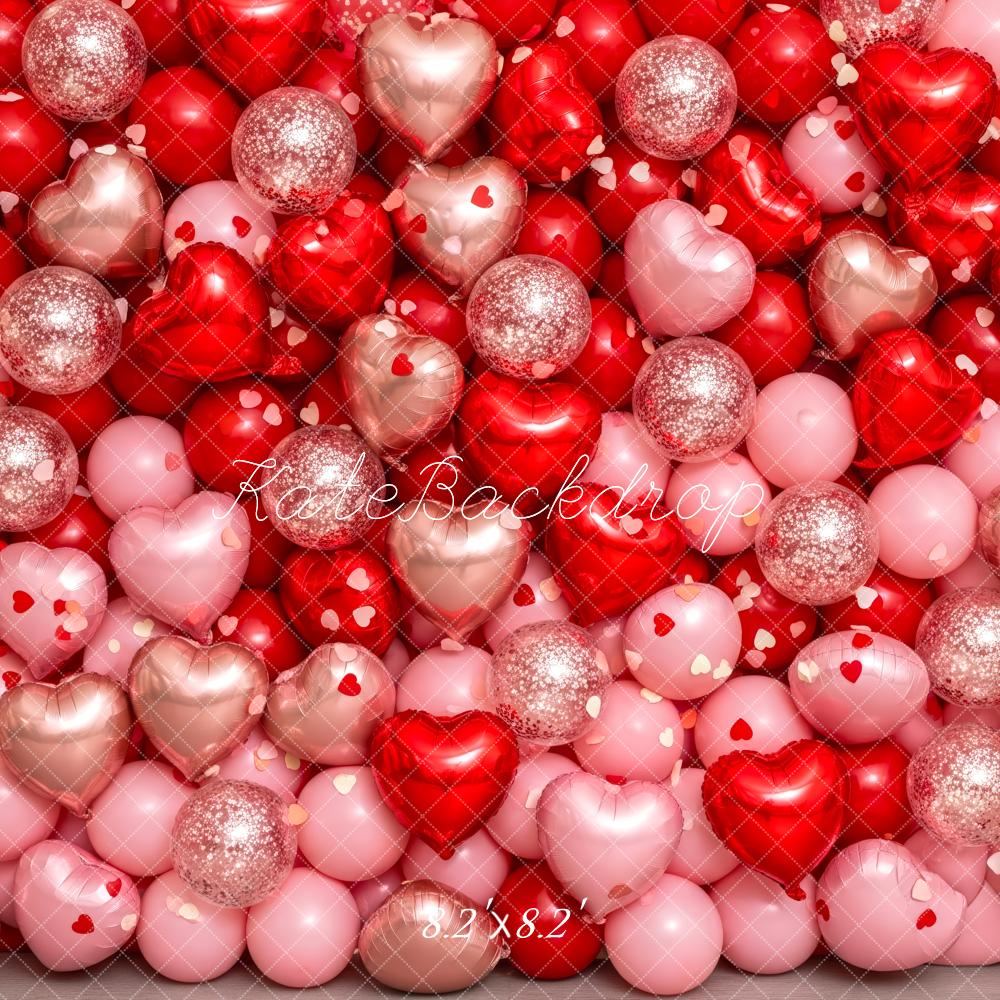 Kate Valentine Heart Balloons Glitter Pink Red Backdrop Designed by Patty Robert - Image 5