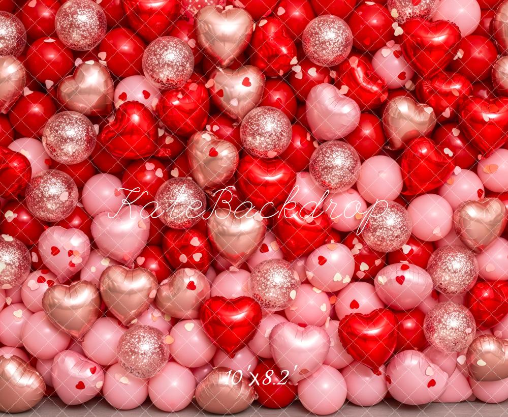 Kate Valentine Heart Balloons Glitter Pink Red Backdrop Designed by Patty Robert - Image 6