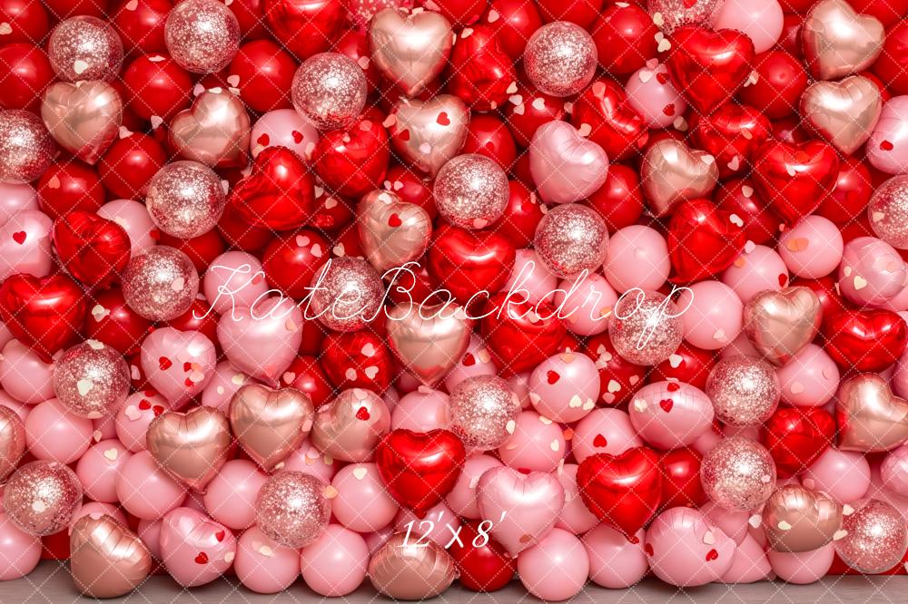 Kate Valentine Heart Balloons Glitter Pink Red Backdrop Designed by Patty Robert - Image 8