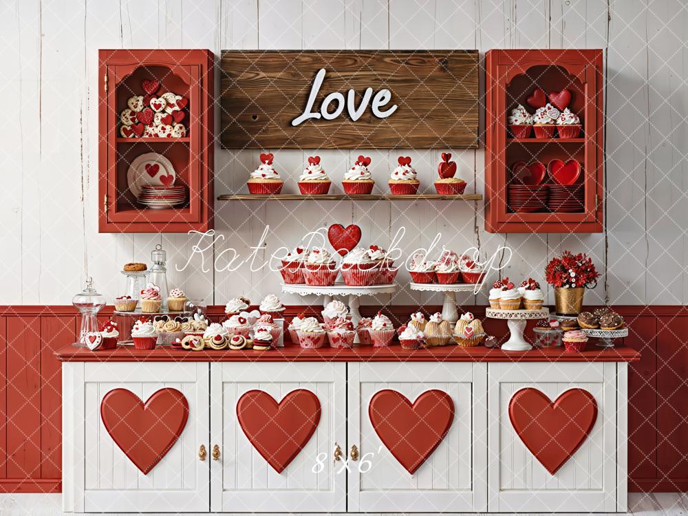 Kate Valentine Heart Cabinet Dessert Table Fleece Backdrop Designed by Emetselch