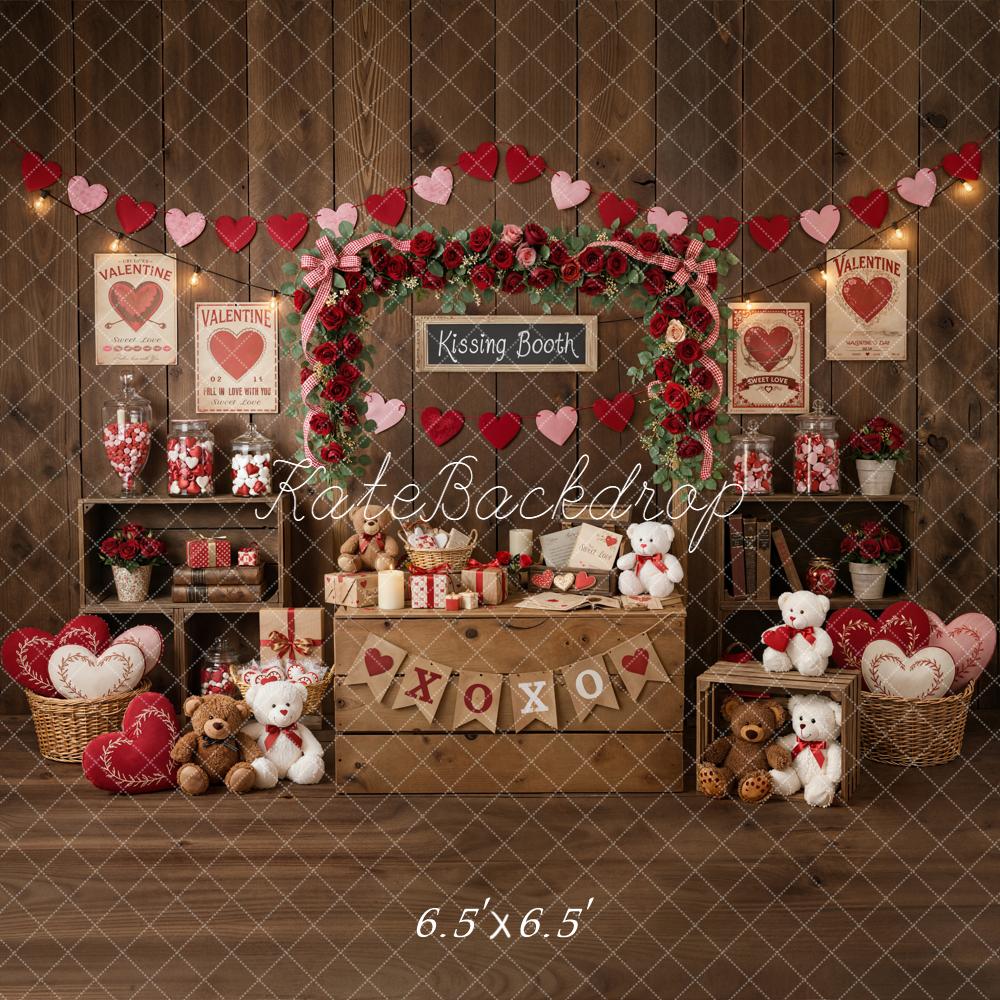 Kate Valentine Heart Garland Roses Wooden Crates Backdrop Designed by Emstselch - Image 2