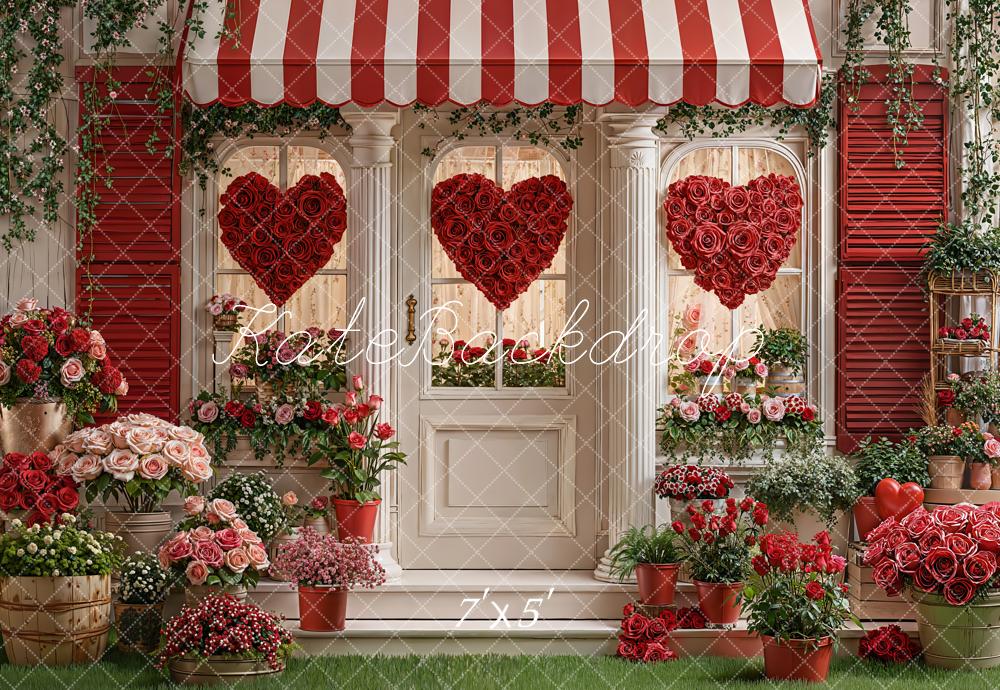 Kate Valentine Heart Red Roses Porch Backdrop Designed by Emstselch
