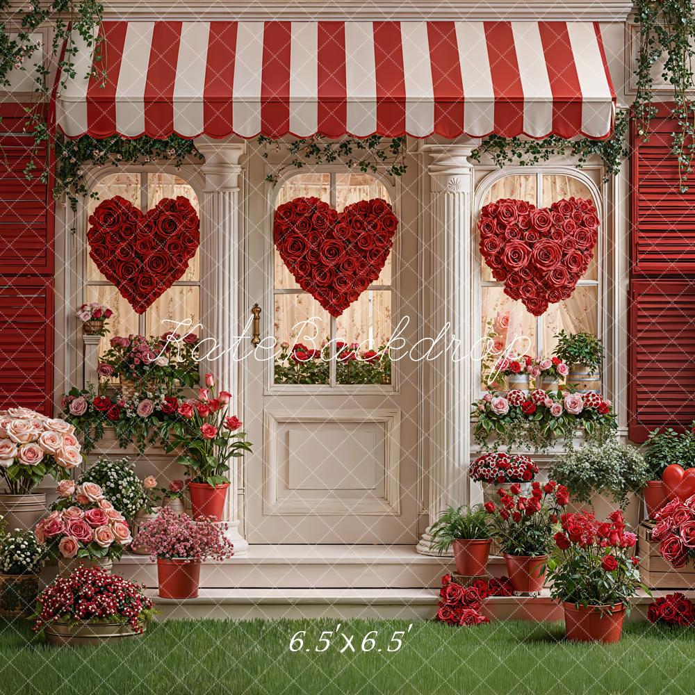 Kate Valentine Heart Red Roses Porch Backdrop Designed by Emstselch - Image 2