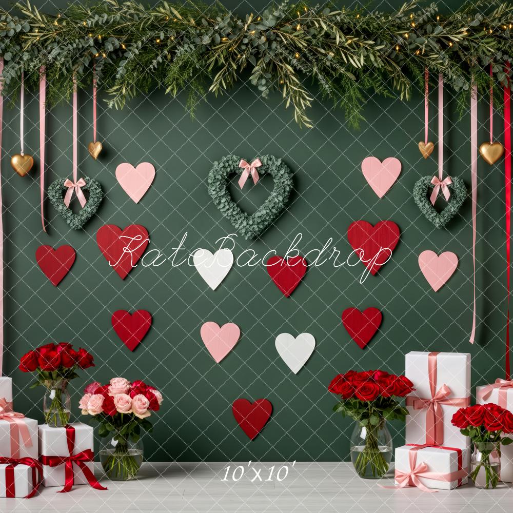 Kate Valentine Hearts Greenery Gifts Backdrop Designed by Patty Robert - Image 7