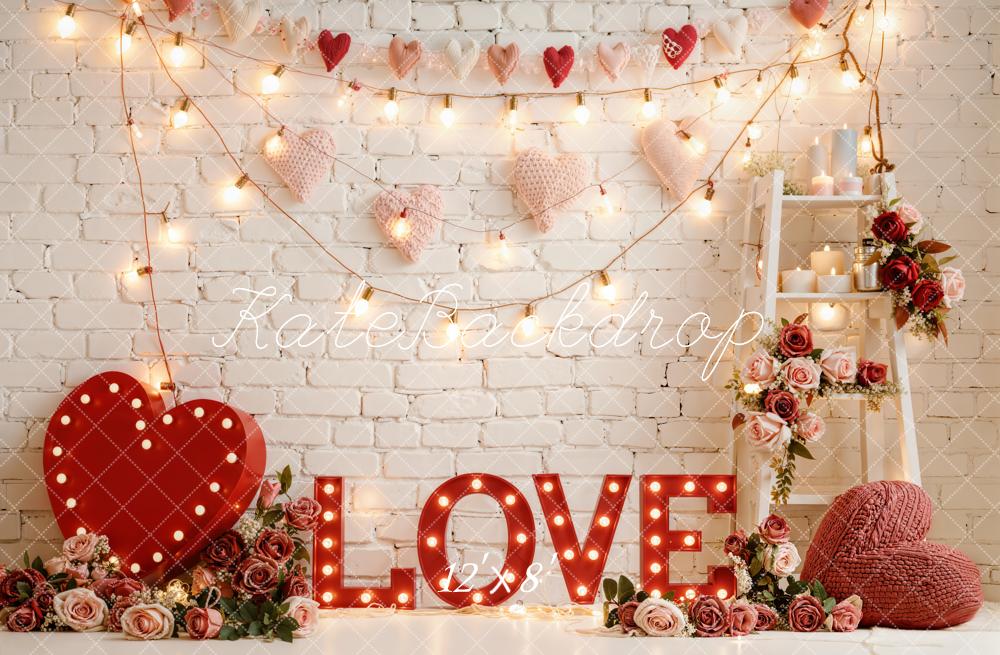 Kate Valentine Hearts Lights Roses Fleece Backdrop Designed by Emetselch - Image 4
