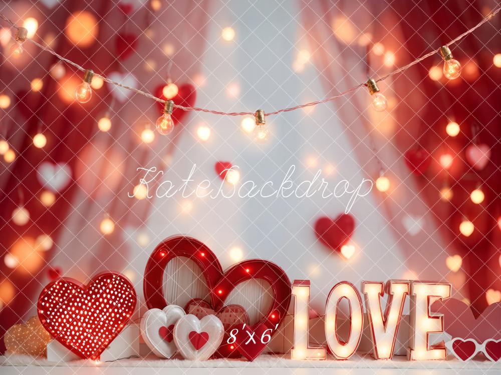 Kate Valentine Hearts Love Lights Fleece Backdrop Designed by Emetselch - Image 2