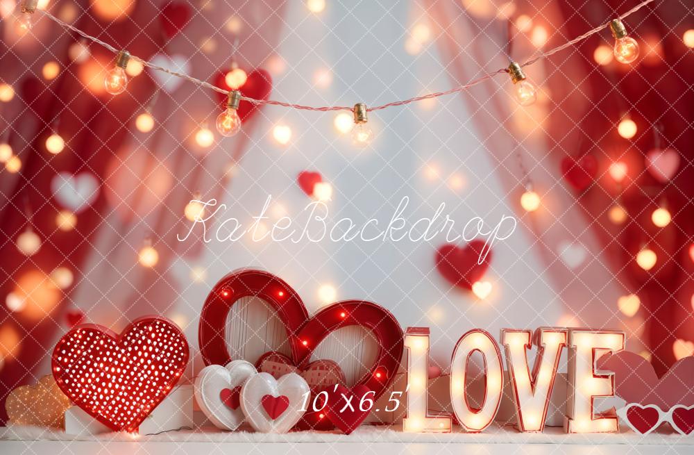Kate Valentine Hearts Love Lights Fleece Backdrop Designed by Emetselch - Image 5
