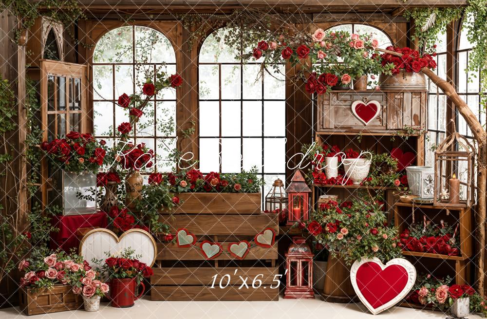 Kate Valentine Hearts Roses Wooden Fleece Backdrop Designed by Emetselch - Image 2