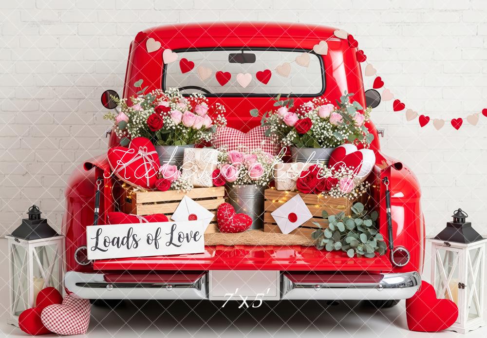 Kate Valentine Red Truck Heart Garland Backdrop Designed by Patty Robert