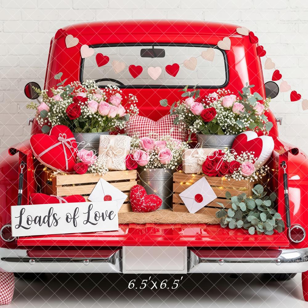 Kate Valentine Red Truck Heart Garland Backdrop Designed by Patty Robert - Image 2