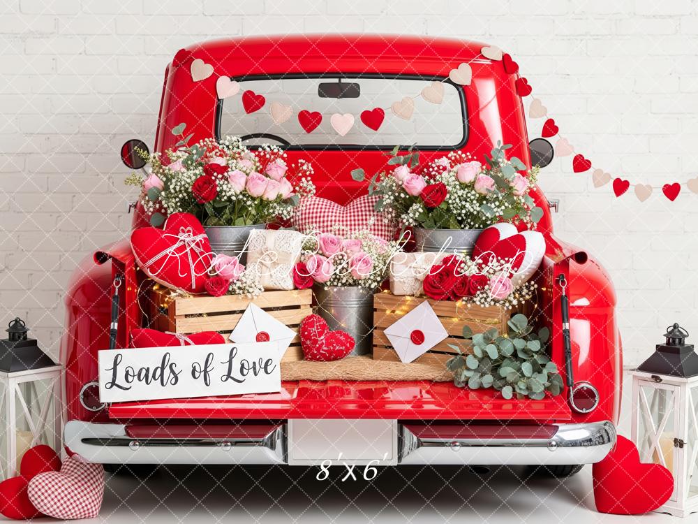 Kate Valentine Red Truck Heart Garland Backdrop Designed by Patty Robert - Image 3