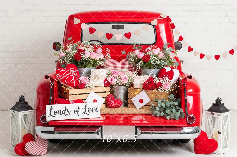 Kate Valentine Red Truck Heart Garland Backdrop Designed by Patty Robert - Image 4